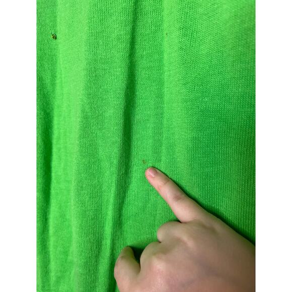 2000s Berek 2 Lime Green Ribbon Stockings Christmas Sparkle Maximalist Sweater M - Picture 3 of 7